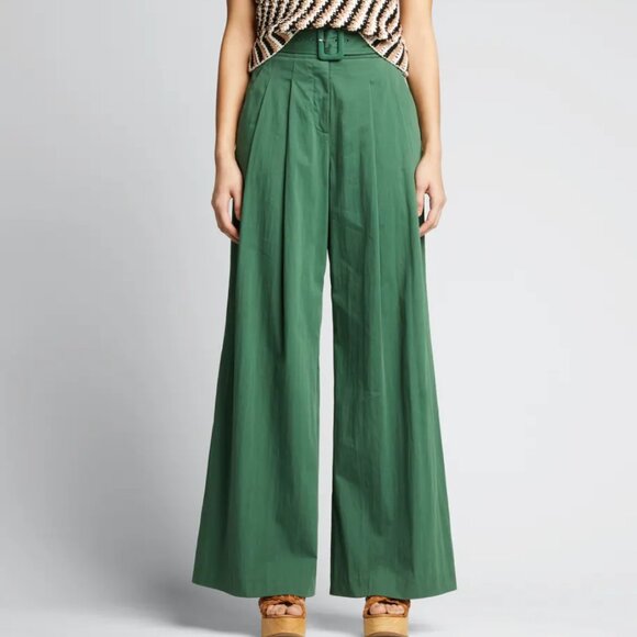 Veronica Beard Maliyah Wide Leg Pant in Forest size 8